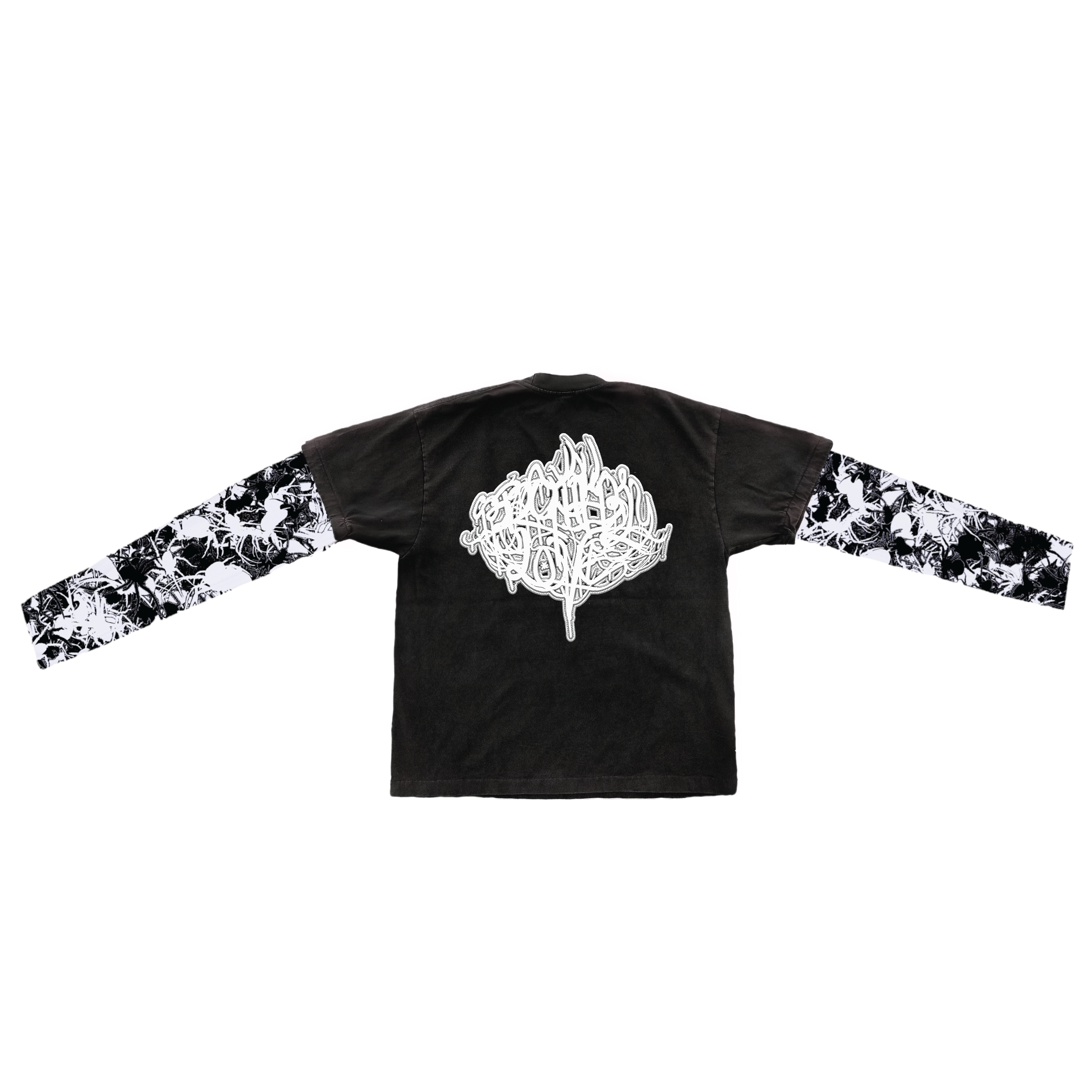 BL OVERLAPPING DIVINITY TEE WITH CAMO MESH SLEEVES